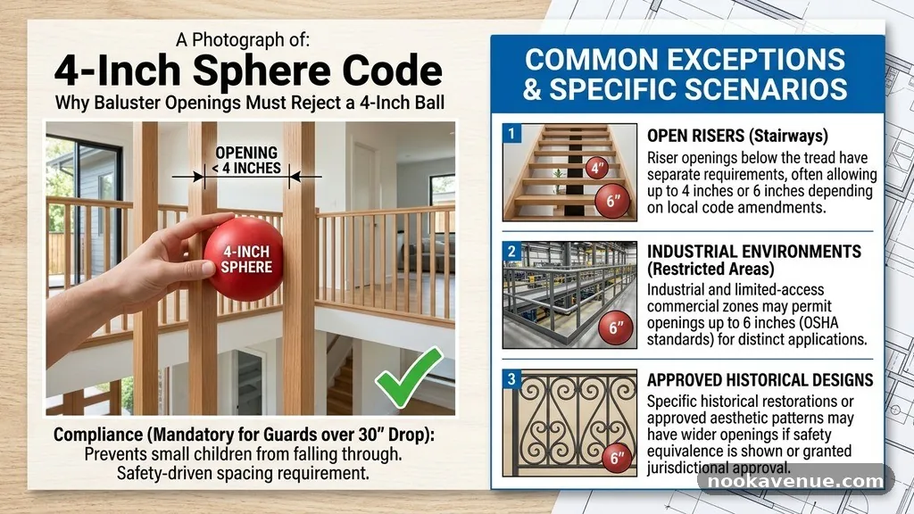 Common Exceptions and Specific Scenarios - The 4-Inch Sphere Code: Why Baluster Openings Must Reject a 4-Inch Ball